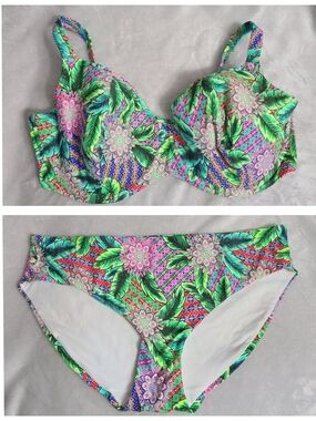 Freya Sz US 32K Top XL Bottom Zamba Tropical Beach Vacation Cruise Resort Bikini